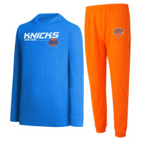 New York Knicks Concepts Sport Meter basketball Pullover Hoodie & Jogger Pants Set - Orange/Blue