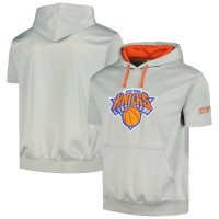 New York Knicks Fanatics Branded Short Sleeve basketball Pullover Hoodie - Silver/Orange