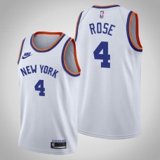 Knicks Derrick Rose Men Classic Edition 75th anniversary Jersey White