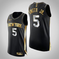 Men New York Knicks Dennis Smith Jr. #5 Authentic Golden Limited Edition Black Jersey