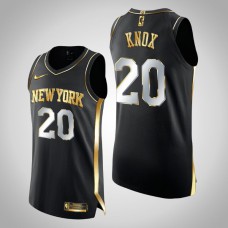 Men New York Knicks Kevin Knox #20 Authentic Golden Limited Edition Black Jersey