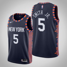 Men NBA 2018-19 Dennis Smith Jr. New York Knicks #5 City Navy Jersey