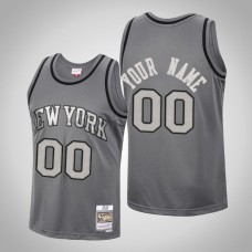 Men New York Knicks Custom #00 Charcoal Metal Works Jersey