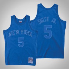 Men New York Knicks Dennis Smith Jr. #5 Blue Washed Out Jersey
