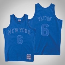 Men New York Knicks Elfrid Payton #6 Blue Washed Out Jersey