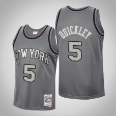 Men New York Knicks Immanuel Quickley #5 Charcoal Metal Works Jersey