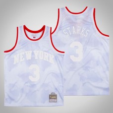 Men New York Knicks John Starks #3 White Cloudy Skies 1991-92 Jersey