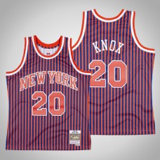 Men Knicks Kevin Knox #20 Red Striped Jersey