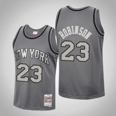 Men New York Knicks Mitchell Robinson #23 Charcoal Metal Works Jersey