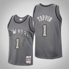 Men New York Knicks Obi Toppin #1 Charcoal Metal Works Jersey