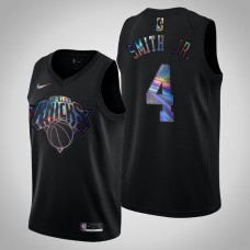 Men New York Knicks Dennis Smith Jr. #4 Black Iridescent Holographic Limited Edition Jersey