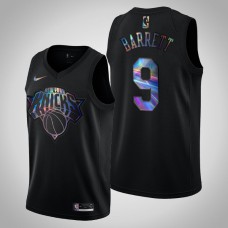 Men New York Knicks RJ Barrett #9 Black Iridescent Holographic Limited Edition Jersey