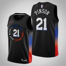 2020-21 New York Knicks Theo Pinson #21 Black City Jersey