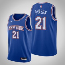 Men 2020-21 New York Knicks Theo Pinson #21 Blue Statement Jersey