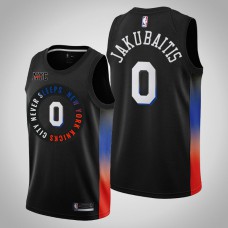 New York Knicks Rokas Jakubaitis City Edition 2021 NBA Draft Jersey Black