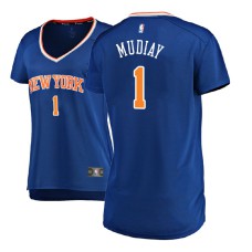 Women 2017-18 Emmanuel Mudiay New York Knicks #1 Icon Edition Blue Replica Jersey