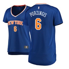 Women 2017-18 Kristaps Porzingis New York Knicks #6 Icon Edition Blue Replica Jersey