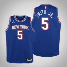 Youth Dennis Smith Jr. New York Knicks #5 Statement Blue 2021 Season Jersey